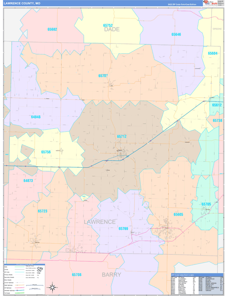 Lawrence County Digital Map Color Cast Style