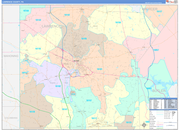Lawrence County, PA Zip Code Map