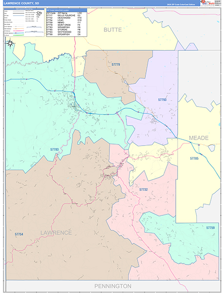 Lawrence County, SD Zip Code Map