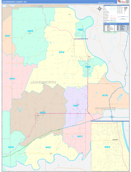 Leavenworth County Digital Map Color Cast Style