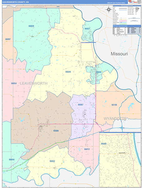 Leavenworth County, KS Zip Code Map