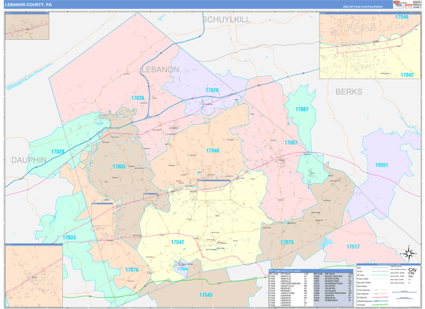 Lebanon County, PA Wall Map