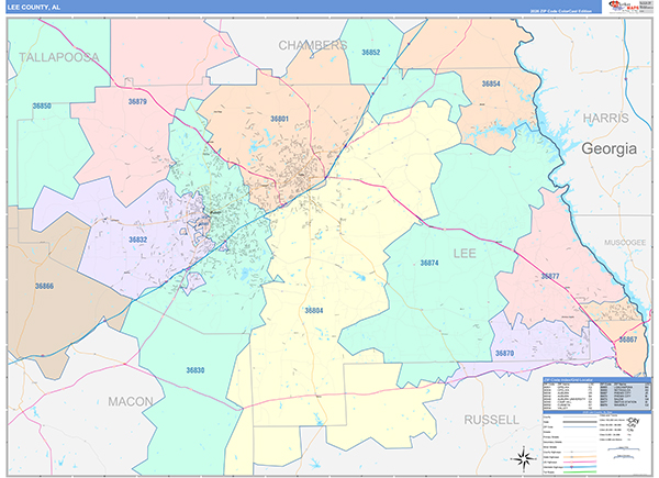 Lee County, AL Zip Code Map