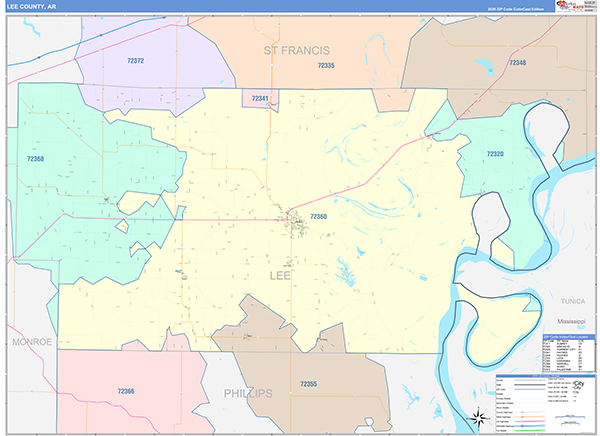Lee County, AR Zip Code Map