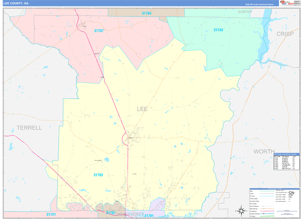 Lee County, GA Wall Map