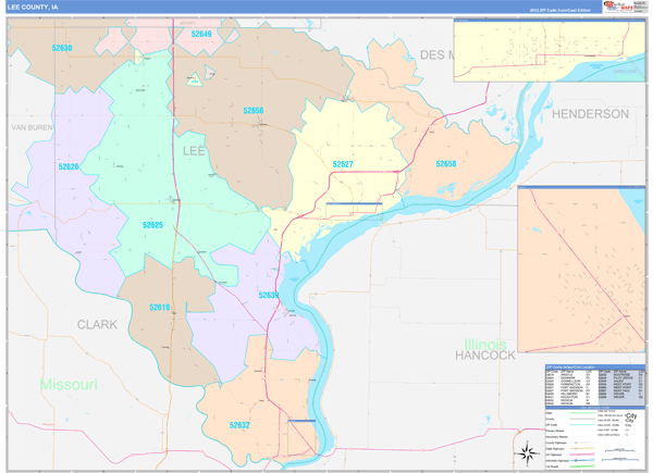 Lee County, IA Wall Map