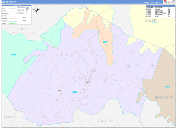 Lee County Digital Map Color Cast Style