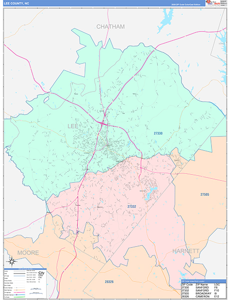 Lee County, NC Wall Map