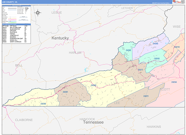 Lee County, VA Zip Code Map