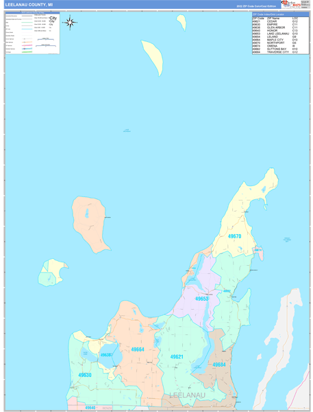 Leelanau County, MI Zip Code Map