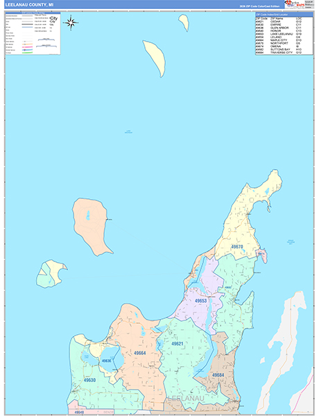 Leelanau County, MI Zip Code Map