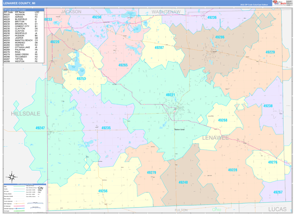 Lenawee County, MI Wall Map