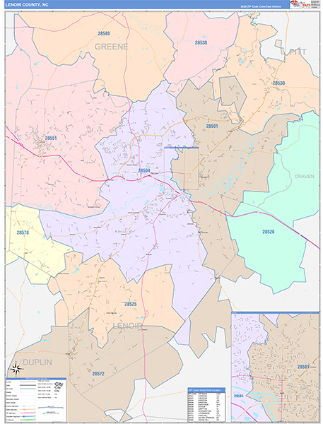 Lenoir County, NC Zip Code Map