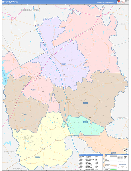 Leon County, TX Zip Code Map