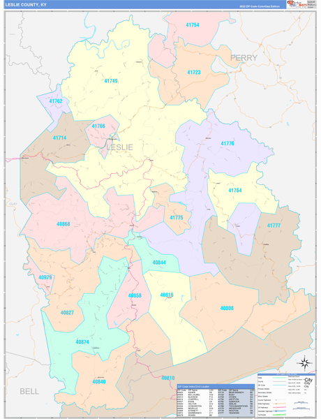 Leslie County, KY Zip Code Map