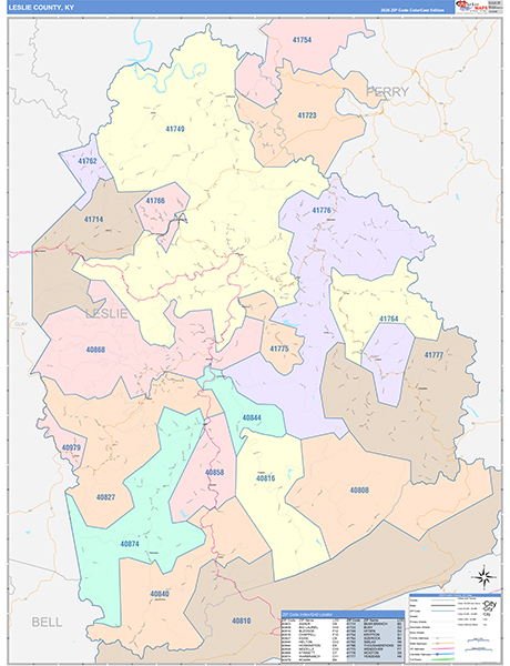 Leslie County, KY Zip Code Map
