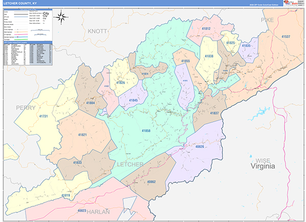Letcher County, KY Wall Map