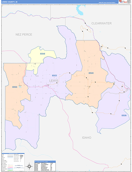 Lewis County, ID Zip Code Map