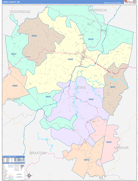 Lewis County, WV Zip Code Map