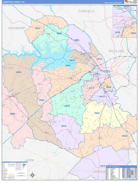 Lexington County, SC Wall Map