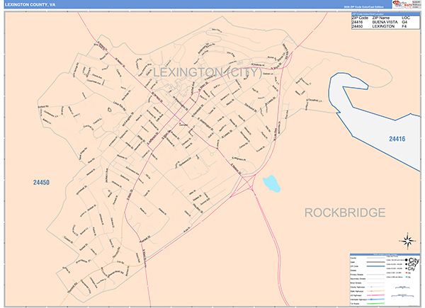 Lexington County, VA Wall Map