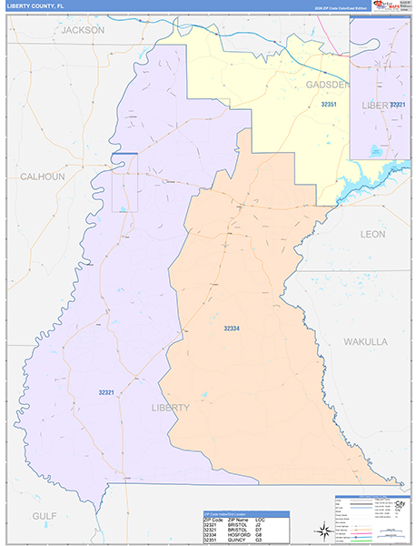 Liberty County, FL Zip Code Map