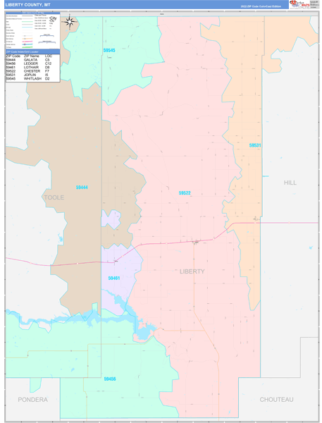 Liberty County, MT Zip Code Map