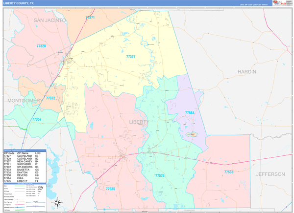 Liberty County Digital Map Color Cast Style