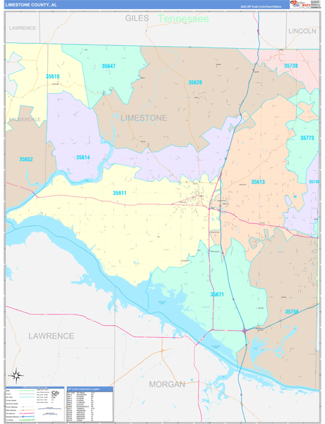 Limestone County, AL Wall Map