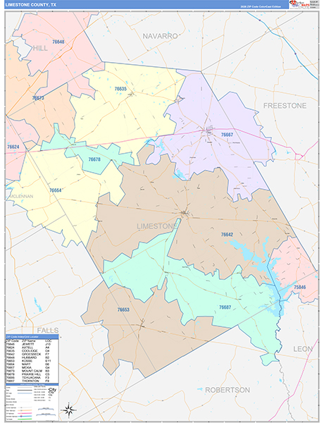 Limestone County, TX Zip Code Map