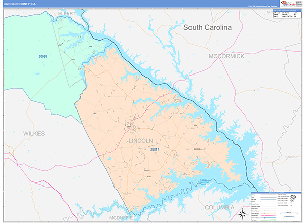 Lincoln County, GA Wall Map