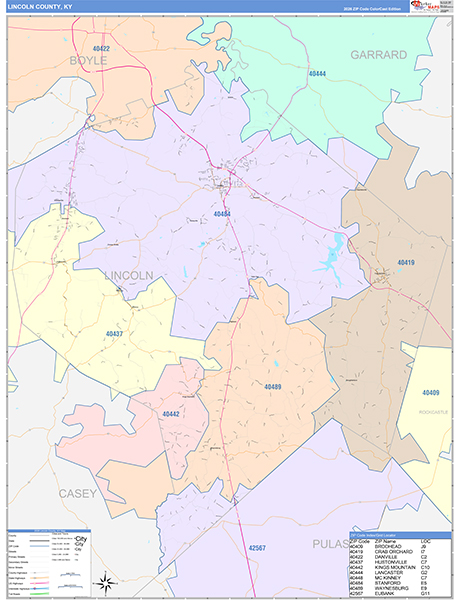 Lincoln County, KY Zip Code Map