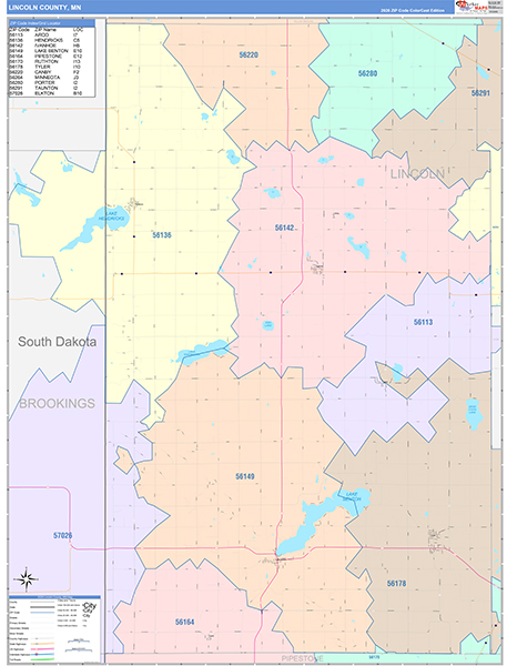 Lincoln County, MN Zip Code Map