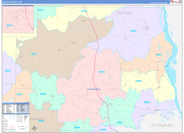 Lincoln County, MO Zip Code Map