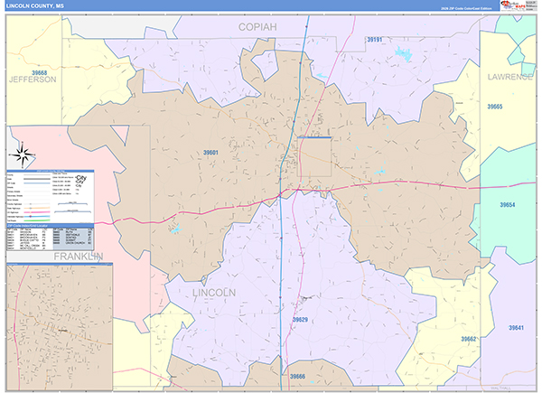 Lincoln County, MS Zip Code Map