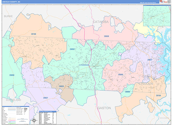 Lincoln County, NC Wall Map