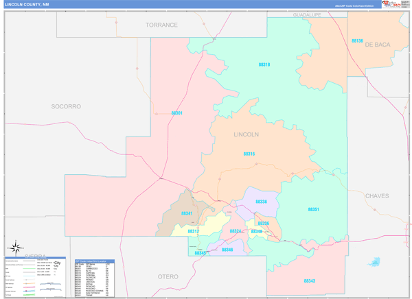 Lincoln County, NM Zip Code Map