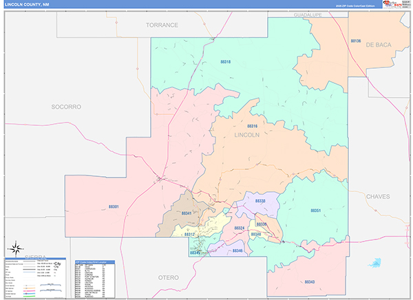 Lincoln County, NM Zip Code Map