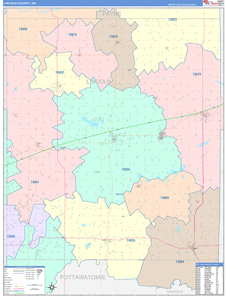 Lincoln County, OK Zip Code Map