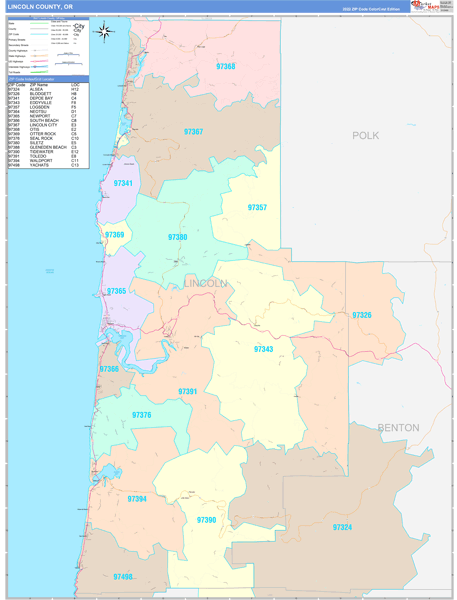 Lincoln County, OR Zip Code Map