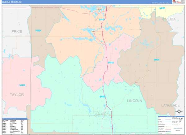 Lincoln County Digital Map Color Cast Style