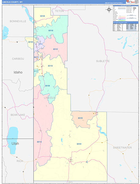 Lincoln County, WY Zip Code Map