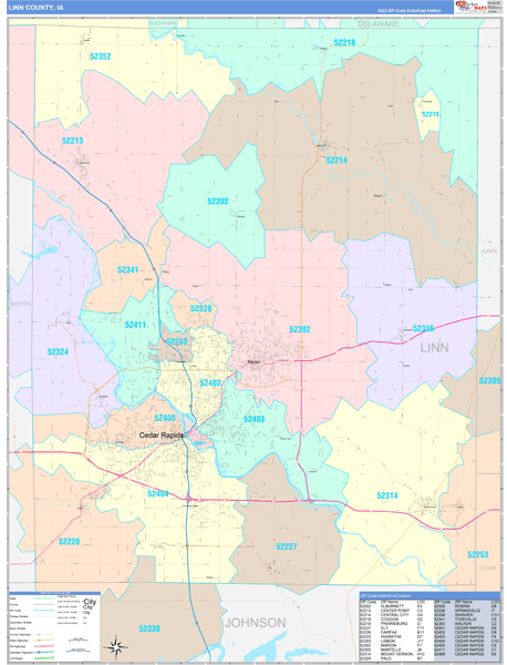 Linn County, IA Zip Code Map