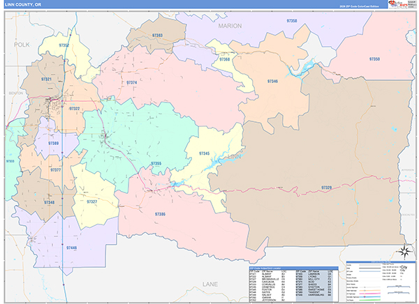 Linn County, OR Wall Map