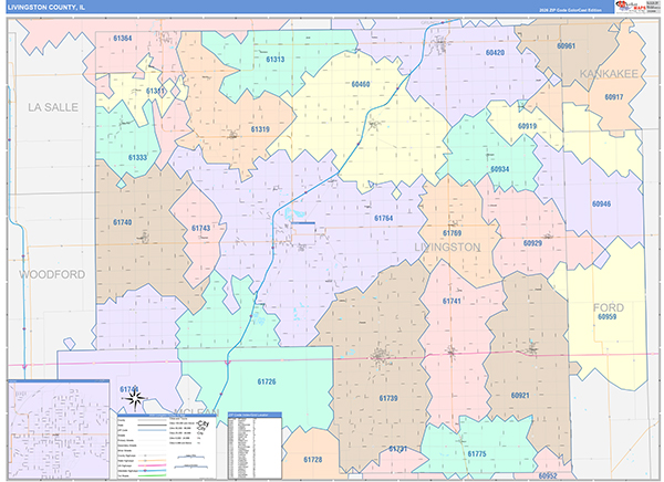 Livingston County, IL Wall Map