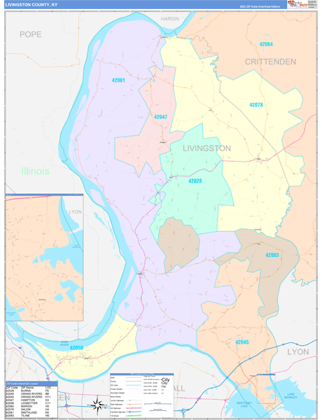 Livingston County, KY Zip Code Map