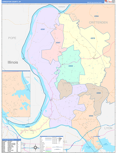 Livingston County, KY Zip Code Map