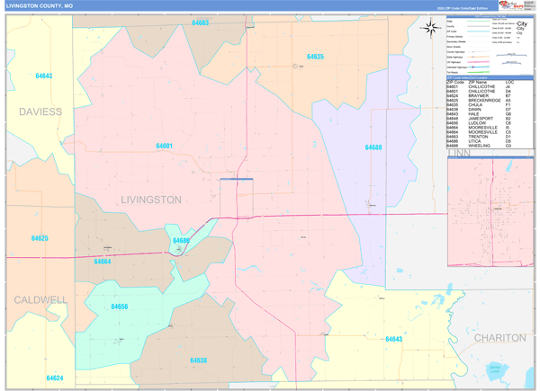 Livingston County, MO Wall Map