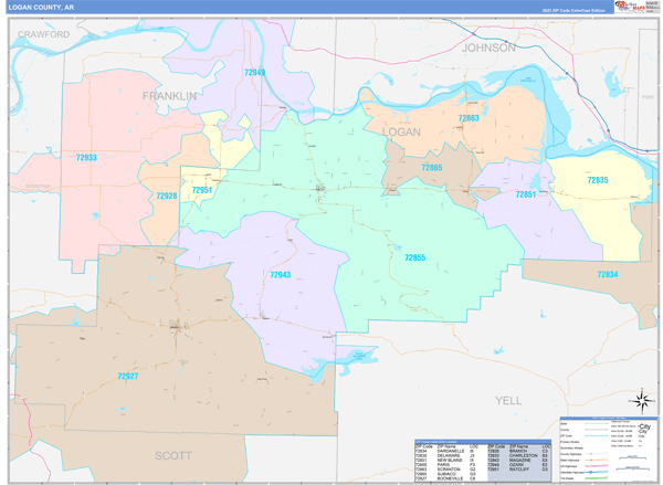 Logan County, AR Wall Map