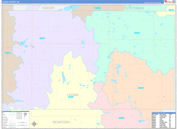 Logan County, ND Wall Map